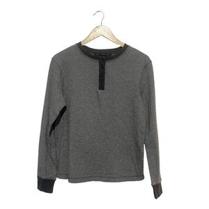 Pact Organic Cotton Henley Men's Shirt  Size Large Grey Gray Long Sleeves